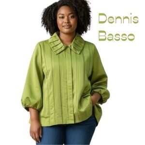 Dennis Basso Green Pleated Jacket Size M